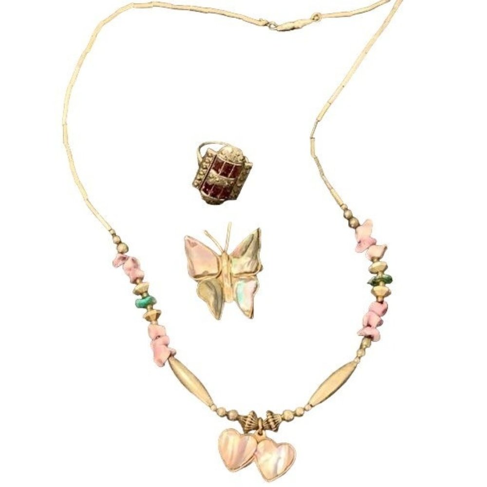 ❤️Abalone Silver 925 Jewelry Set Alexandrite Turquoise Necklace Ring Pin